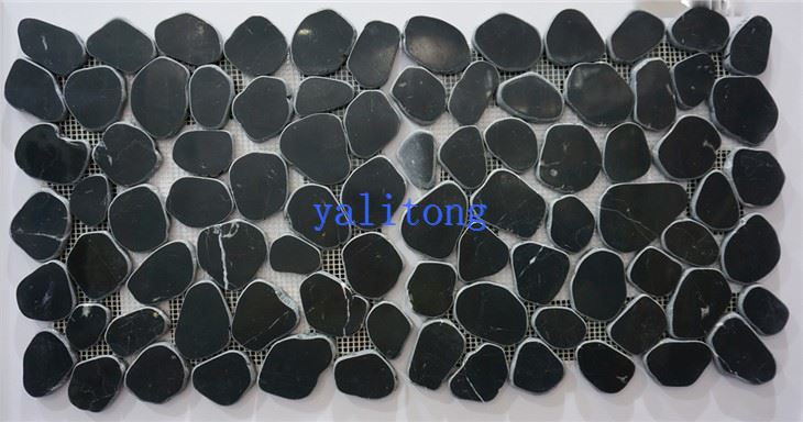 Nero Marquina Honed Flat Slice Finish Mosaic Tiles